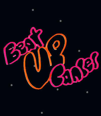 Beat Up Cancer illustrated game logo against a starry background